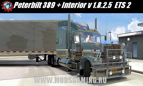 Euro Truck Simulator 2 скачать мод грузовик Peterbilt 389 + Interior v 1.8.2.5
