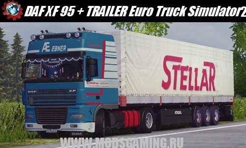 Euro Truck Simulator 2 download mod truck DAF XF 95 + TRAILER