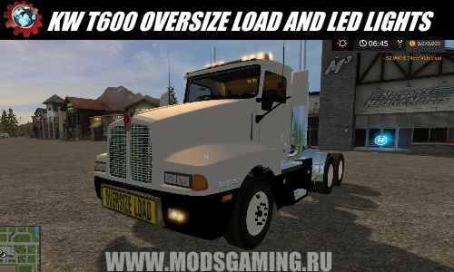 Farming Simulator 2017 download mod Truck KW T600 OVERSIZE LOAD AND LED LIGHTS