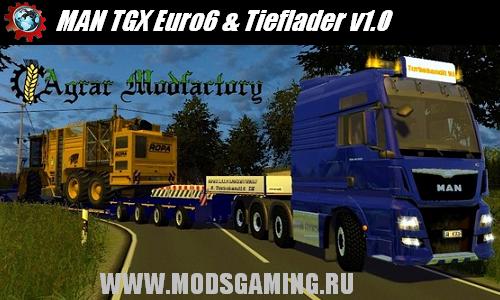 Farming Simulator 2013 скачать мод MAN TGX Euro6 & Tieflader v1.0