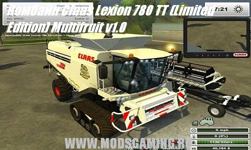Farming Simulator 2013 скачать мод комбайн Claas Lexion 780 TT (Limited Edition) Multifruit v1.0