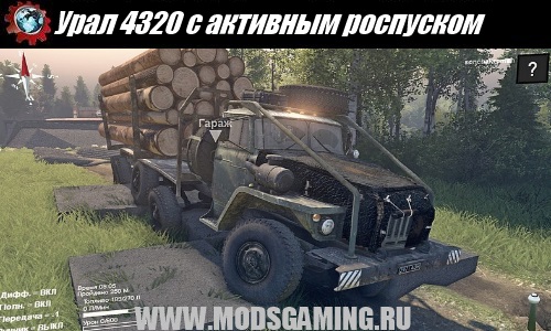 SPIN TIRES download mod truck Ural 4320 with active dissolution