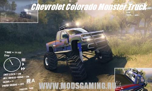 Spin Tires v1.5 скачать мод Chevrolet Colorado Monster Truck