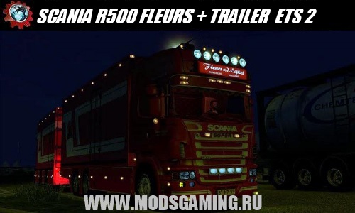 Euro Truck Simulator 2 download mod truck SCANIA R500 FLEURS + TRAILER