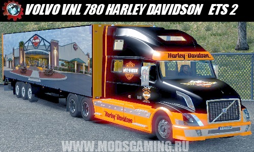 Euro Truck Simulator 2 download mod truck VOLVO VNL 780 HARLEY DAVIDSON + 17 TRAILER 1.18