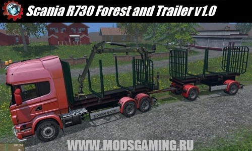 Farming Simulator 2015 mod download truck Scania R730 Forest and Trailer v1.0