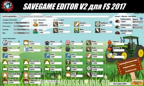 Farming Simulator 2017 download SAVEGAME EDITOR V2 mod