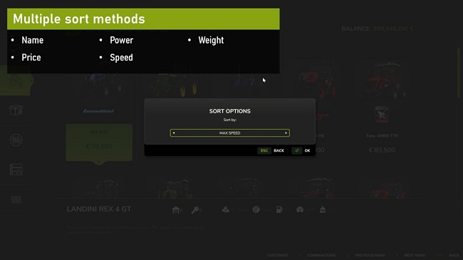 МОД Enhanced Shop Sorting v1.1.0.0 (1.6.x) ДЛЯ FARMING SIMULATOR 2025