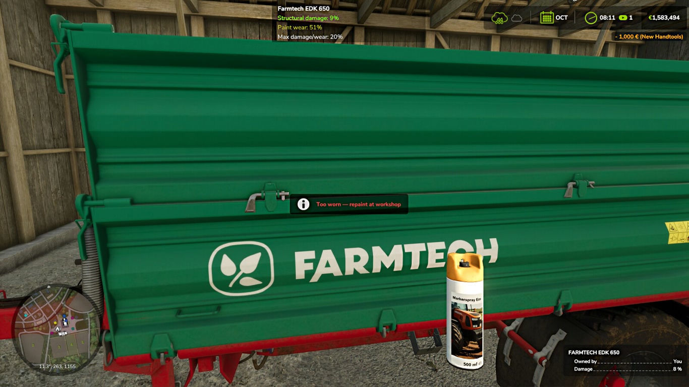 Мод Self Fix And Repaint v1.0.0.0 (1.18.x) ДЛЯ FARMING SIMULATOR 2025 thumbnail 4