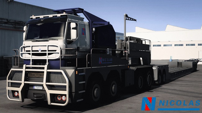 МОД Nicolas Tractomas TR8X8 + Multi-axle Line Large Load Trailer v4.0 ДЛЯ EURO TRUCK SIMULATOR 2