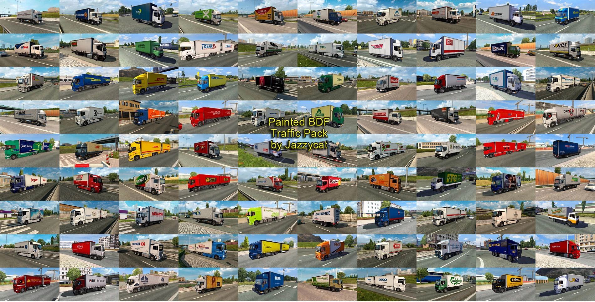 МОД Painted BDF Traffic Pack v15.6.12 ДЛЯ EURO TRUCK SIMULATOR 2