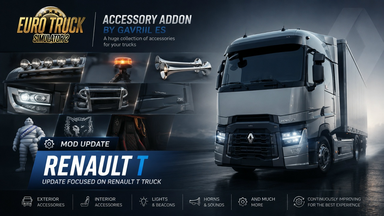 МОД Accessory Addon by GavriiL_ES v1.6 ДЛЯ EURO TRUCK SIMULATOR 2