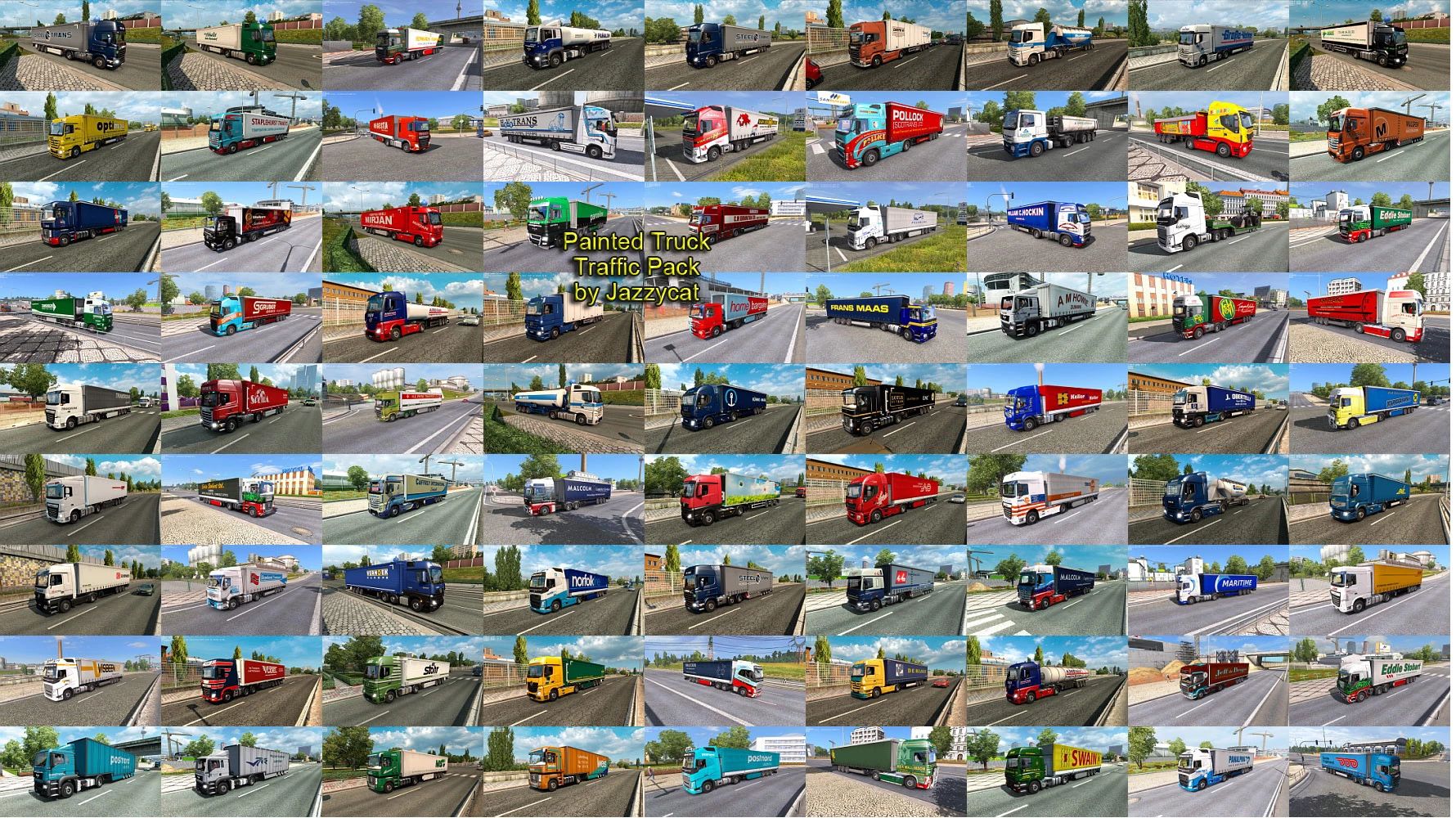 МОД Painted Truck Traffic Pack v18.7.14 ДЛЯ EURO TRUCK SIMULATOR 2