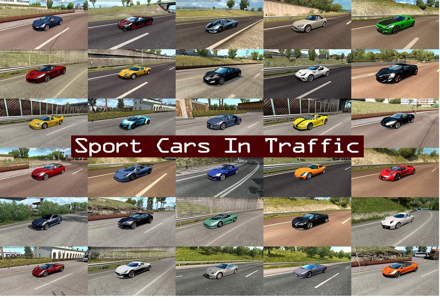 МОД Sport Cars Traffic Pack v12.7.15 ДЛЯ EURO TRUCK SIMULATOR 2