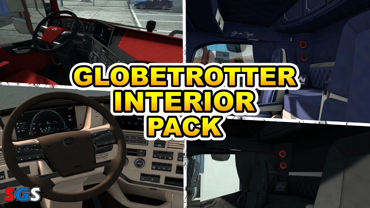 МОД Premium Sanax Globetrotter Interiorpack 10 Variants v1.2 ДЛЯ EURO TRUCK SIMULATOR 2